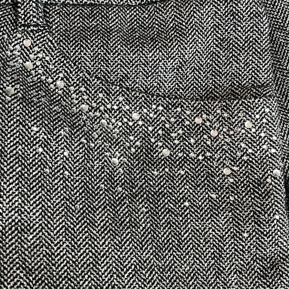 Zadig & Voltaire Herringbone Rhinestones Straight Leg Dress Pants Gray Small - Picture 4 of 11